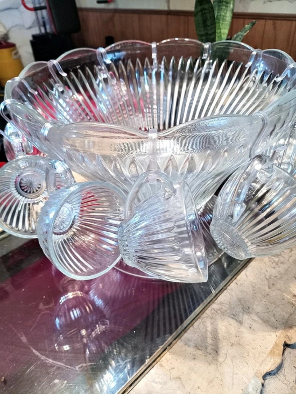 Gibson Punch Bowl Set Clear Glass Party